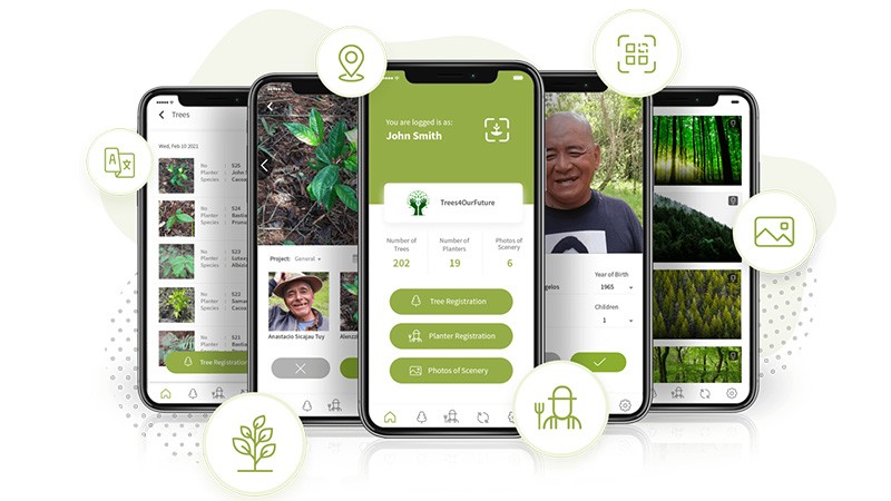 Learn the story behind planted trees with the EcoMatcher mobile app.